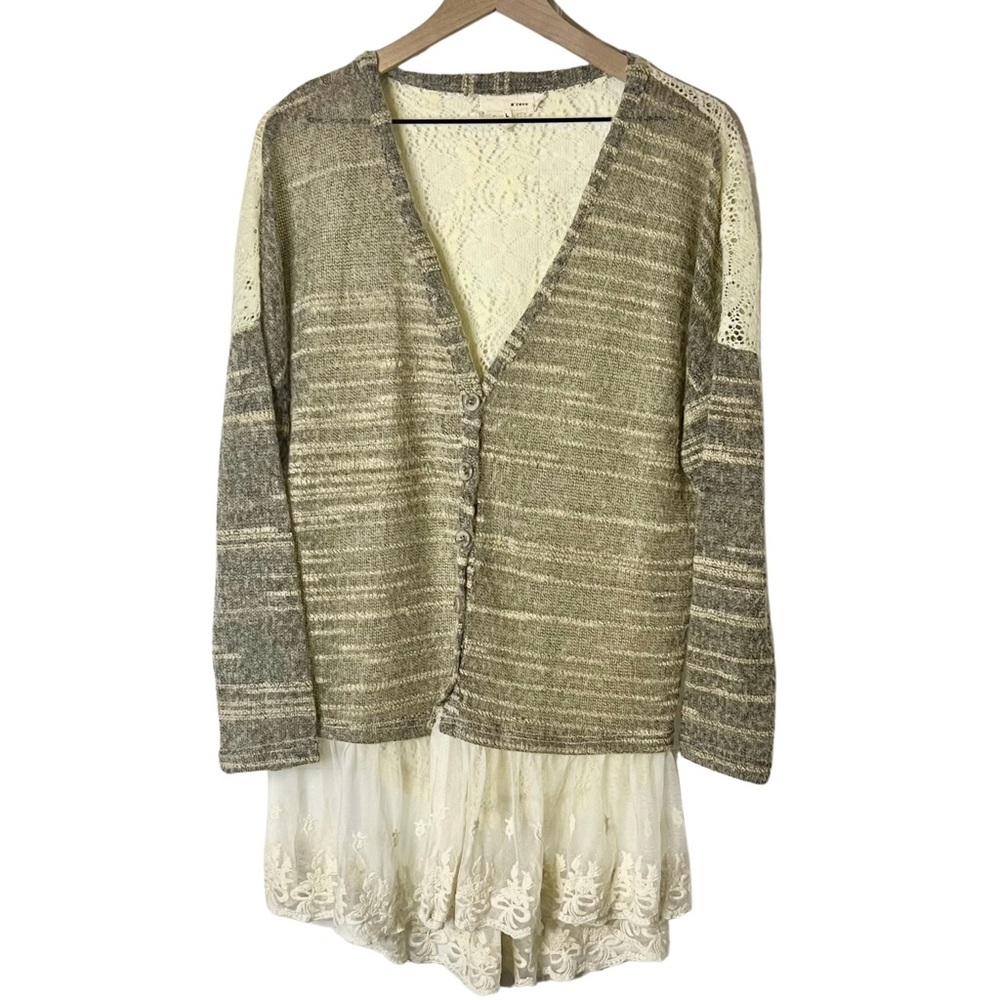 Anthropologie A’Reve Cottagecore Fairycore Ethereal Neutral Gauzy Lace Cardigan